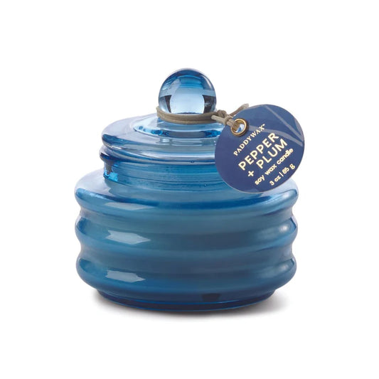 Beam Bright Blue Glass Candle, Pepper & Plum